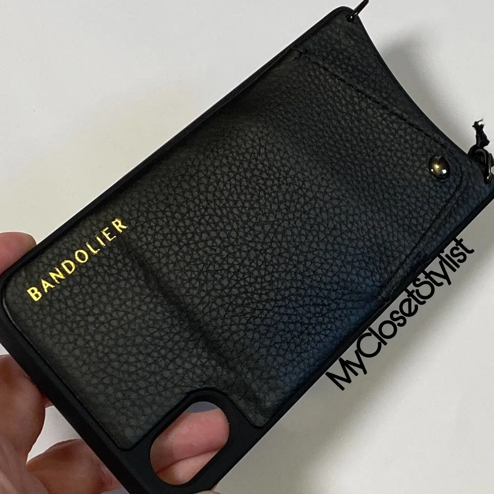 BANDOLIER Black Leather Wallet iPhone XS MAX Crossbody CASE NEW! Pewter Unisex